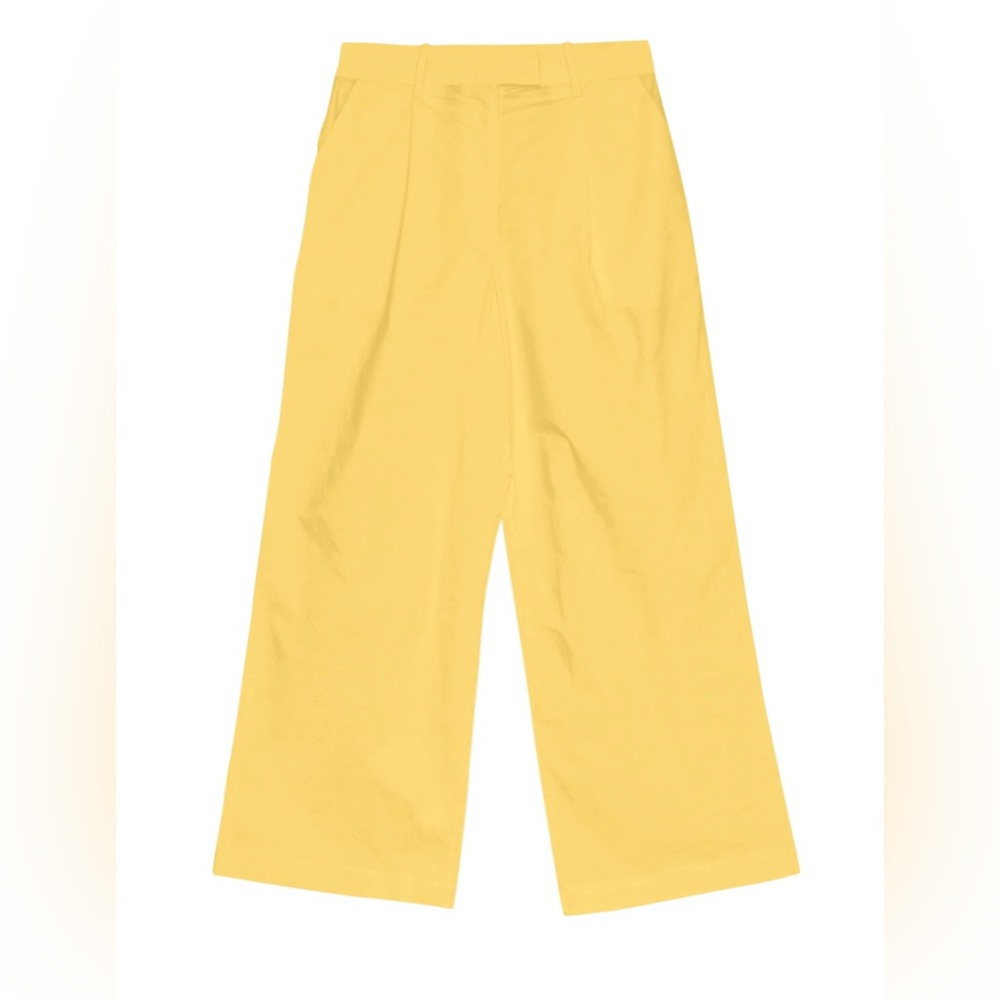 Mikoh Cotton Poplin Butter Yellow Wide-Leg Pants.